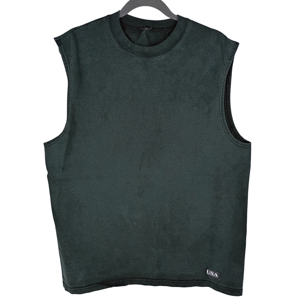 Vintage USA Olympic Muscle Tee Sleeveless Shirt Faded Black Mens XL